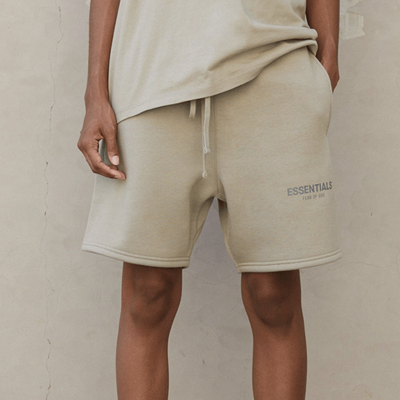 Fog Fear Of God Essentials Shorts Multiline Reflective Letter Shorts Drawstring Fleece-Lined Track Pants