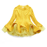 Girl Dress Knitted Long Sleeve Princess Woolen Dress