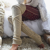 Winter Chunky Cable Thick Knit Thigh High Socks Long Stockings Boot Autumn and Winter below the Knee Warm Woolen Yarn Socks Women