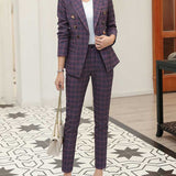 Women Autumn Uniform Designs Formal Style Office Lady Bussiness Attire Work Suit British Style Two-Piece Suit