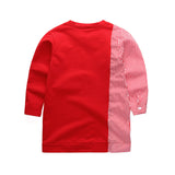 Girl Dress Spring and Autumn T-shirt Casual Children's Wear Bow Patchwork Stripes Bottoming Shirt