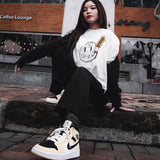 Drew House Pencil Hand-Painted Pattern Smiley Face Short Sleeve Couple Loose Hip Hop Cotton T-shirt Men