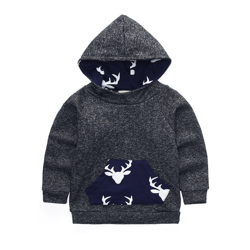 Children Boy Co Ord 2 Piece Set Autumn New Boys and Girls Animal Avatar Deer Head Long-Sleeve Suit Consignment