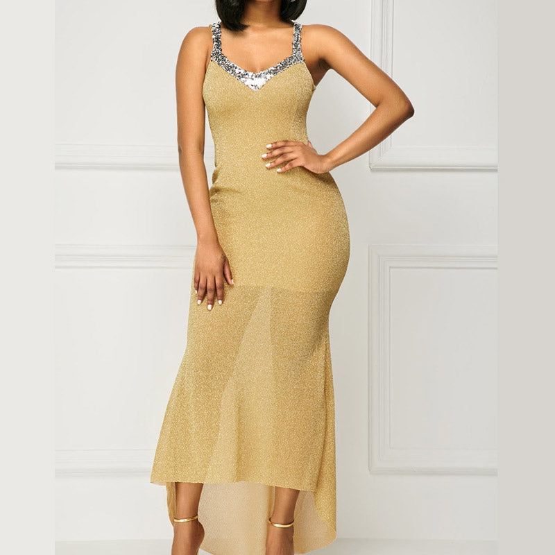 Cocktail Dresses For Weddings Women 'S Sexy Suspender Dress Sequined Formal Dress