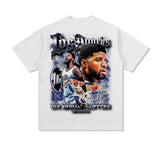 Paul George Shirt Vintage Basketball Star Printed Short Sleeve T-shirt Loose Distressed round Neck