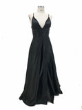 Bohemian Chic Wedding Guest Dress Black Sexy Deep V Sling Sexy Split