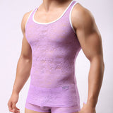 Men Rave T Shirt Men's Vest Breathable Lace