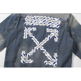 Autumn Men's Letter Arrow Washed Jack jacket