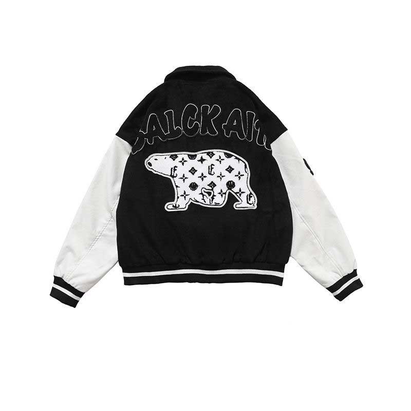 The Bears Varsity Jacket Spring Jacket Polar Bear Embroidered Baseball Uniform Women's Top