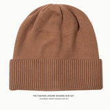 Toboggan Hat Cap Men's and Women's Autumn and Winter Keep Warm Pure Color Knitted Wool