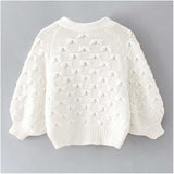 Women Fall Fall Ruyi Knot Knitted Coat V-neck Single Breasted Short Cardigan