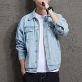 Paisley Denim Jacket Fall Winter Men Denim Coat Jacket Loose