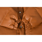 Shark Print Coat Autumn And Winter Takuya Kimura Same Style Classic Brown Leather Thickened Cotton-Padded Coat Clothing