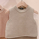 Autumn Rompers Knitted round Neck Sweater Vest Outer Wear