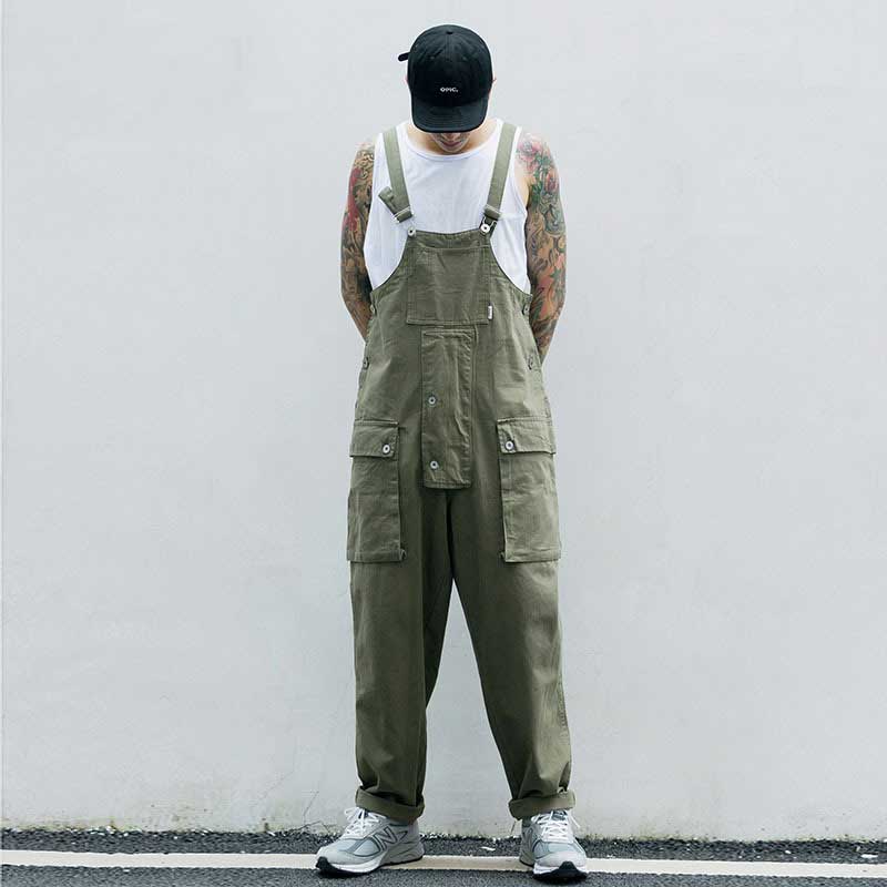 Man Fall Outfits Cargo Pants Overalls Men and Women Teenagers Retro Wide Leg Straight Suspender Worker Pants
