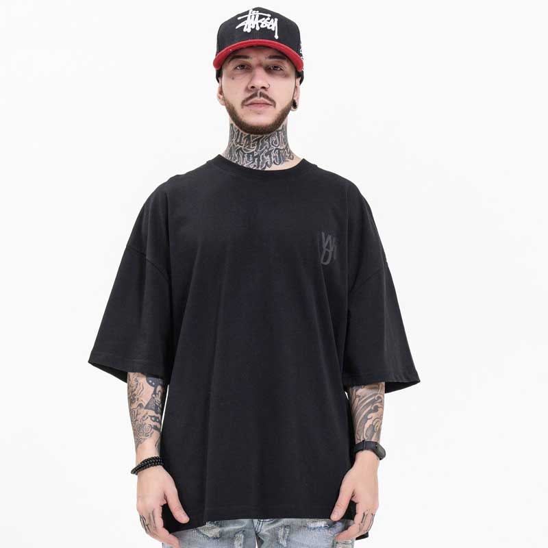 Oversized 90S T Shirt Spring and Summer High Street Bear Embroidery Letter Adhesive round Neck T-shirt for Men and Women
