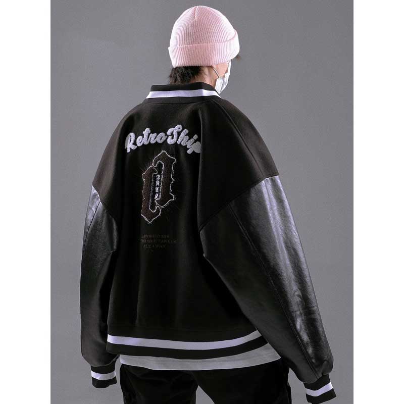 Brown Varsity Jacket Autumn Stitching Baseball Uniform Men's Loose Leisure Short Three-Dimensional Embroidered Cardigan Jacket