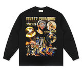 Stephen Curry Shirt Curry Crown Series Printed Long-Sleeved T-shirt Loose Heavy round Neck