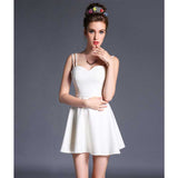 Graduation Dress Homecoming Dress Sexy Backless Skirt Small Dress off-the-Shoulder Solid Color Strap Dress