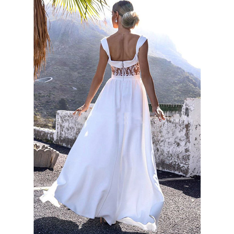 See through Wedding Dress Long Dress Banquet Evening Dress Women's Dress