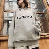 Fog Feel Of God Essentials Hoodie Double Line Letter Loose Sweater Knitted Pullover Hooded Sweater