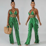 Women Rave Outfits Tops Sexy Digital Swimsuit Mesh Two-Piece Set