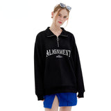 Preppy Aesthetic Sweatshirt Spring Leisure Half Zipper and Lapel