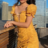 Mini Club Dresses French Sexy Women Square Collar Slimming Dress