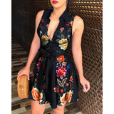 Nina Parker Graffiti Dress Sleeveless Lace-up Fashion Sexy Dress
