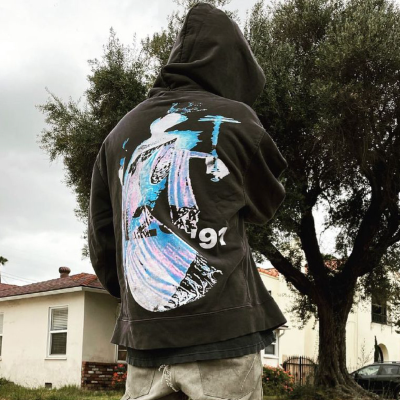 Rrr123 Hoodie Fleece Sweater Distressed Hoodie