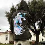 Rrr123 Hoodie Fleece Sweater Distressed Hoodie