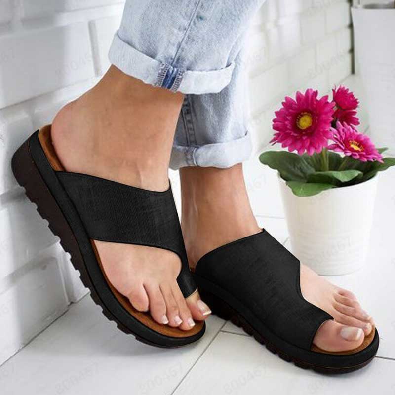 Women Open Toe Sands Flats Summer Solid Color Beach Slippers