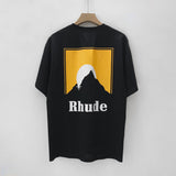 Rhude T Shirt Limited Rhude Snow Mountain Sunset Sunset Printing