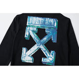 Blue 3D Bar Arrow Print Ow Round Neck Pullover Long Sleeve Sweater Owt sweatshirt