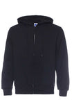 Black Zip Up Hoodie Polyester Cotton Interior Fleece Zipper Hooded Sweater Solid Color Cultural Shirt