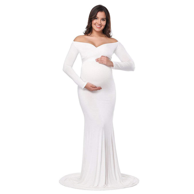 Maternity Clothes Dress Women's V-neck Trailing Long Dress Dress for Pregnant Women