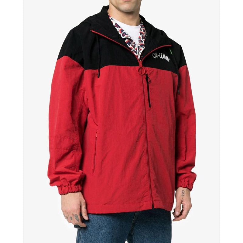 OW Red and Black Stitching Loose Men's and Girls' Zipper Shell Fashionable Jacket jacket