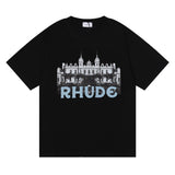 Rhude T Shirt Casino Printed Hip Hop Men's and Women's Same Casual