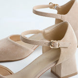 Nude Strappy Block Heels