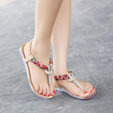 Fancy Sandals Plus Size Travel Beach Bohemian Rhinestone Women's Shoes