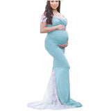 Maternity Clothes Dress Women's Lace Short Sleeve Maternity Trailing Long Dress