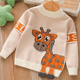 Boys Sweater Kids Cartoon Cute Knitting Sweater Deer Baby round Neck Sweater