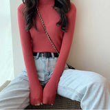 The Rock Turtleneck Tight Mock Neck Sweater Bottoming Shirt Slim Long Sleeve Top Sweater