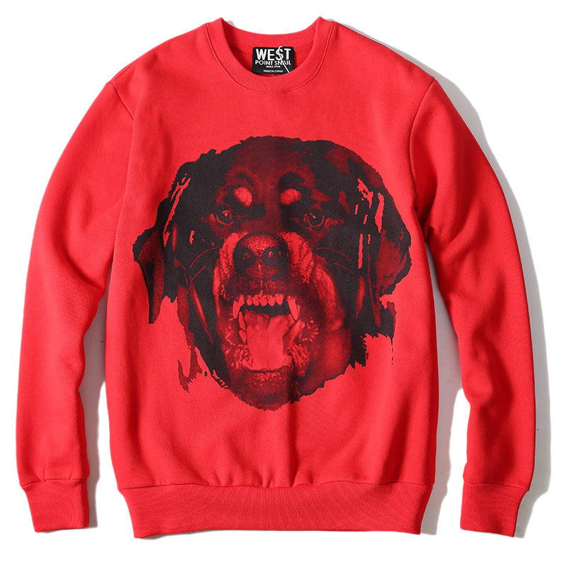 GVC Hoodie Dog Head Pattern round Neck Sweater Velvet Padded Loose Couple