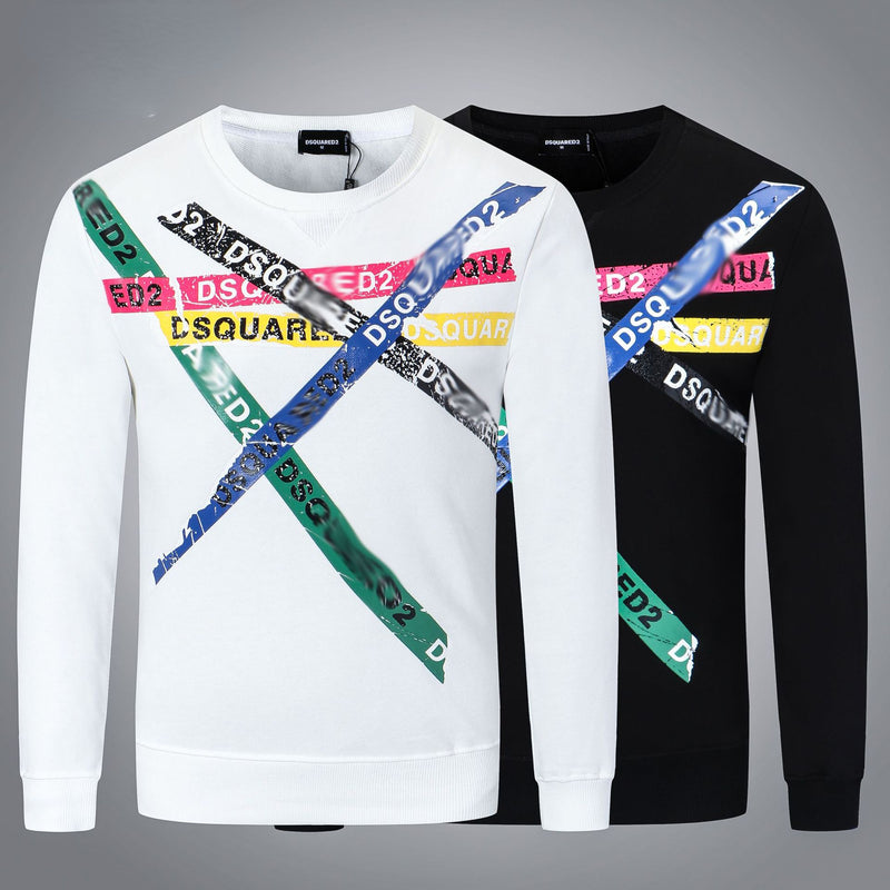 Dsq2 Hoodie DSQ Lian D2 Pink and Yellow Blue Black Green Line Printed Sweater Trendy Men's Autumn and Winter