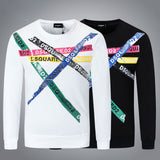 Dsq2 Hoodie DSQ Lian D2 Pink and Yellow Blue Black Green Line Printed Sweater Trendy Men's Autumn and Winter