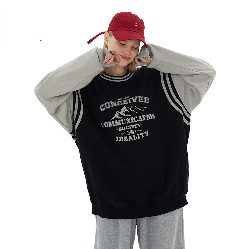 Preppy Aesthetic Sweatshirt Sweater Hong Kong Style Street Loose Couple