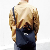 Stussy Handbag Simple Black Cotton Portable Tote Bag