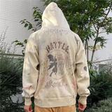 Saint Michael Hoodie Vintage Distressed Destruction Fleece-Lined Hoodie