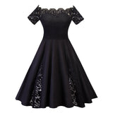 Cocktail Attire for Women Lace Stitching Vintage Skirt